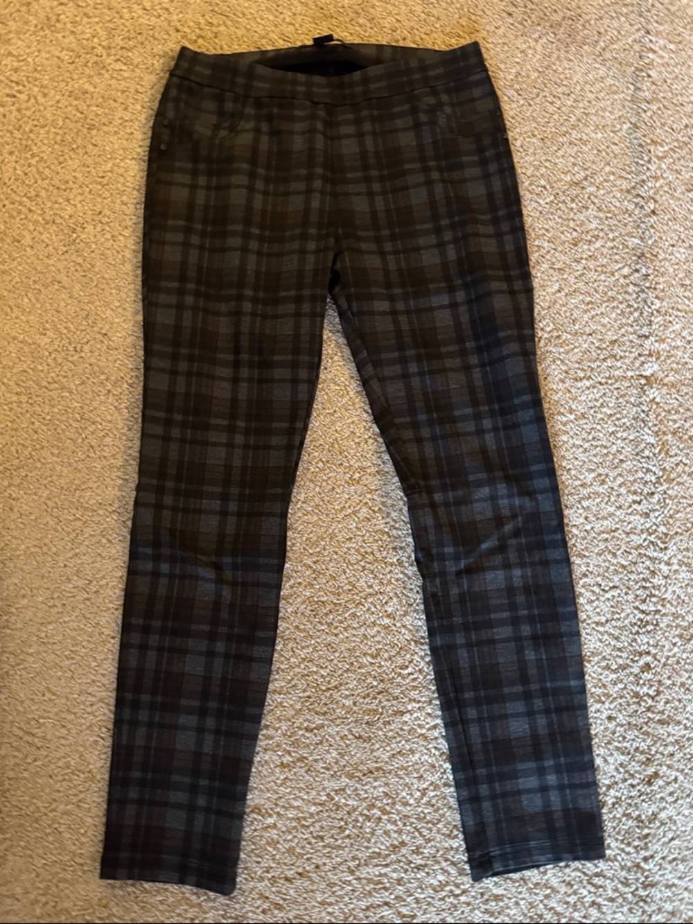 Anthropologie Plaid Skinny Pants in Black and Gray